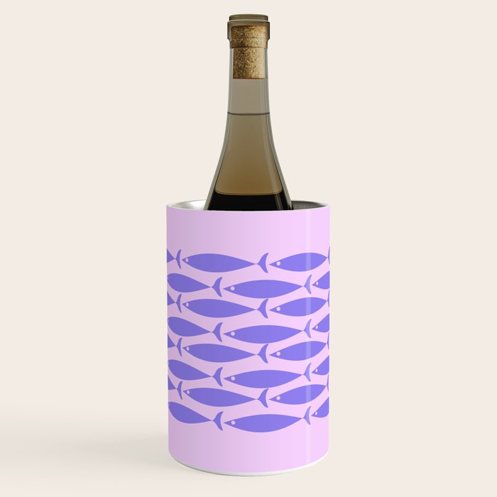 Fish Stripe Purple Minimal Mid Century Modern Lavender Lilac Pink Wine Chiller Gallery Image 1