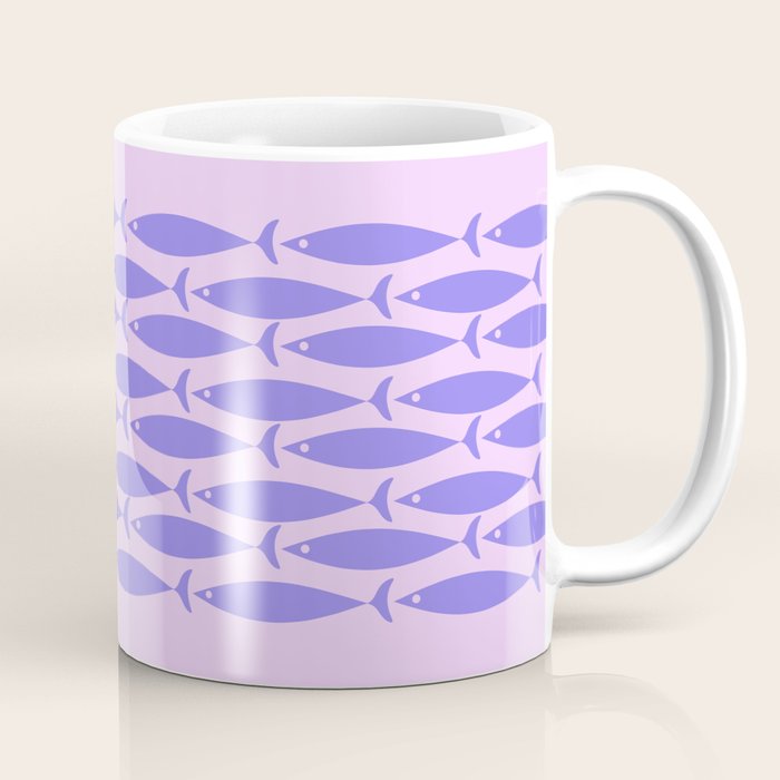 Fish Stripe Purple Minimal Mid Century Modern Lavender Lilac Pink Coffee Mug Gallery Image 1