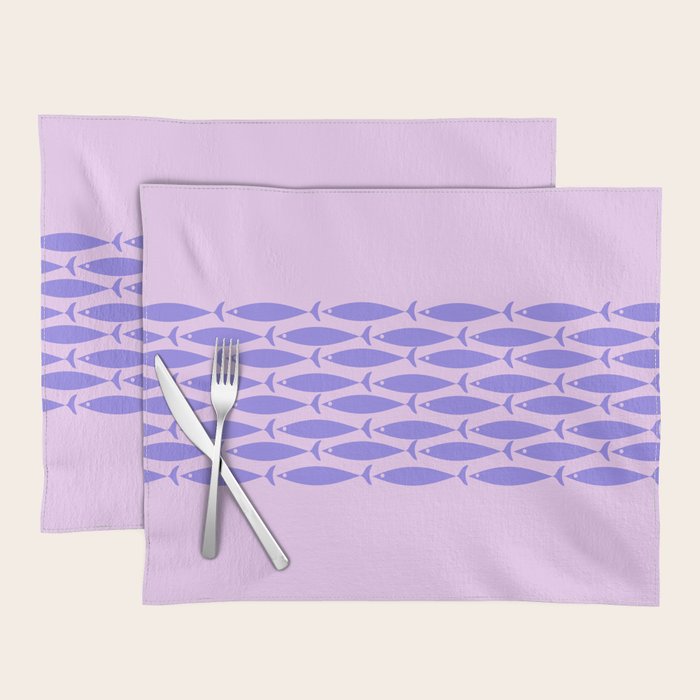 Fish Stripe Purple Minimal Mid Century Modern Lavender Lilac Pink Placemat Gallery Image 1