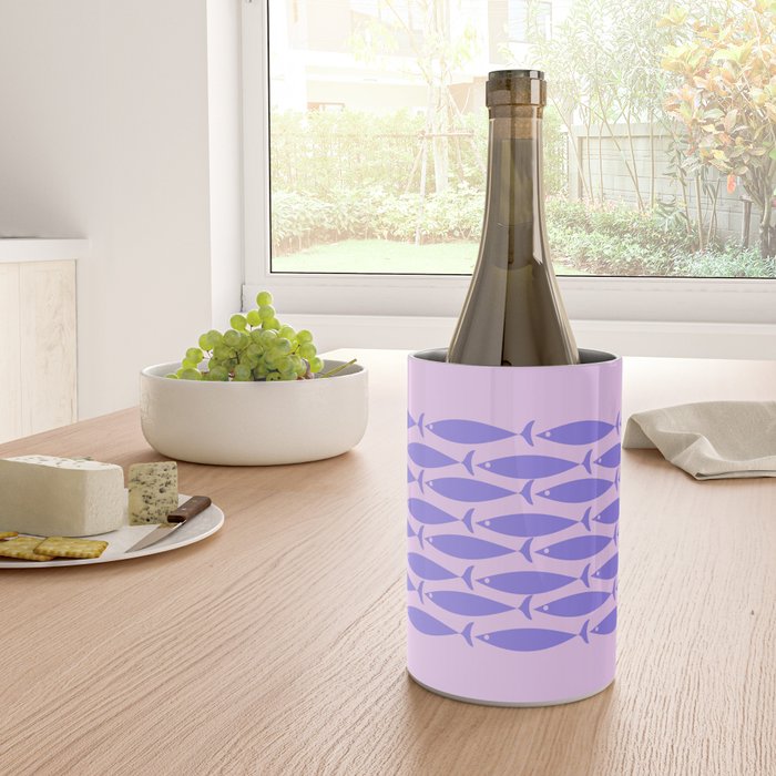 Fish Stripe Purple Minimal Mid Century Modern Lavender Lilac Pink Wine Chiller Gallery Image 4