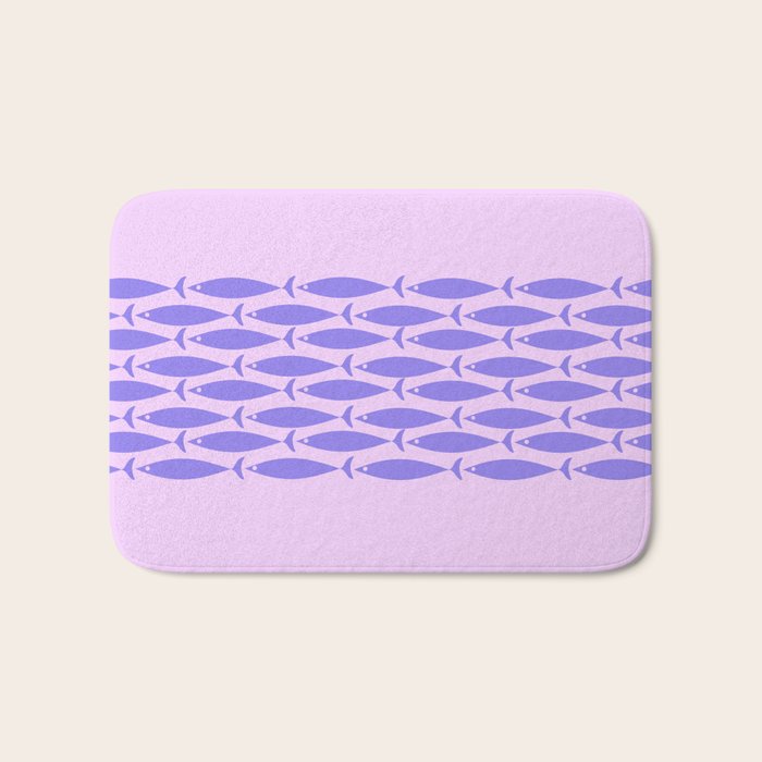 Fish Stripe Purple Minimal Mid Century Modern Lavender Lilac Pink Bath Mat Gallery Image 1