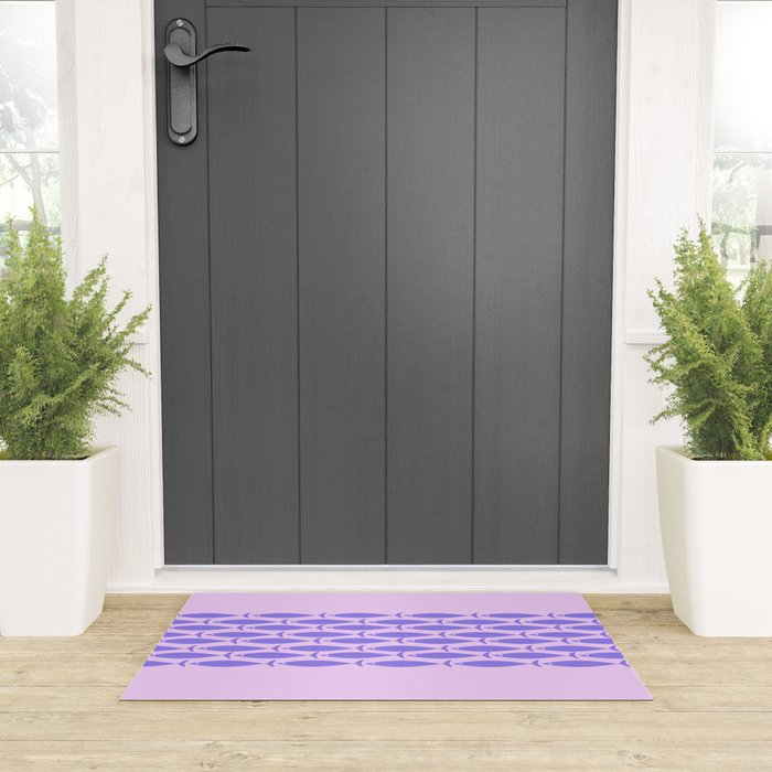 Fish Stripe Purple Minimal Mid Century Modern Lavender Lilac Pink Welcome Mat Gallery Image 3