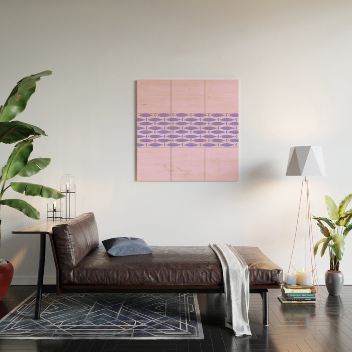 Fish Stripe Purple Minimal Mid Century Modern Lavender Lilac Pink Wood Wall Art Gallery Image 2