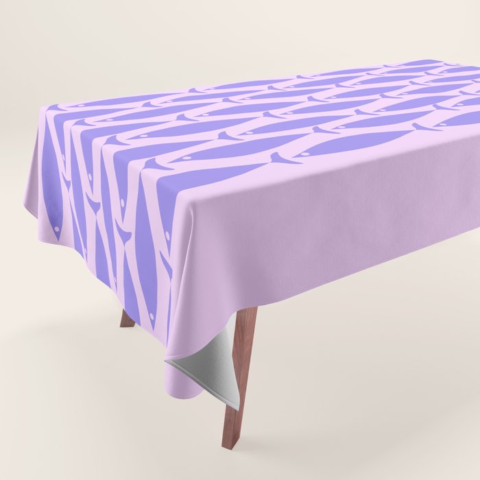 Fish Stripe Purple Minimal Mid Century Modern Lavender Lilac Pink Tablecloth Gallery Image 1