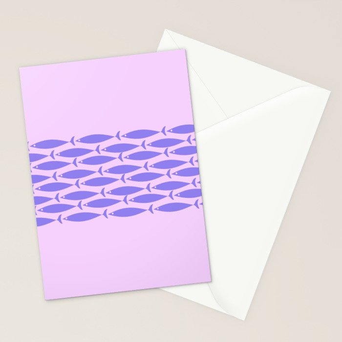 Fish Stripe Purple Minimal Mid Century Modern Lavender Lilac Pink Stationery Card Gallery Image 2