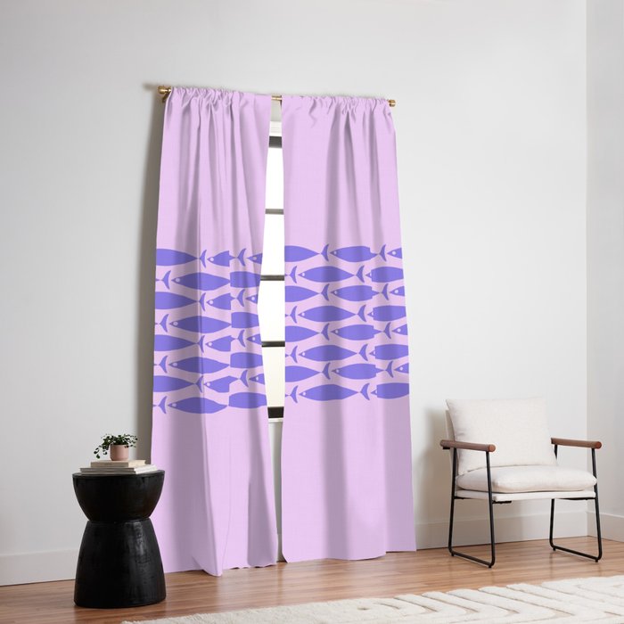Fish Stripe Purple Minimal Mid Century Modern Lavender Lilac Pink Window Curtain Gallery Image 2