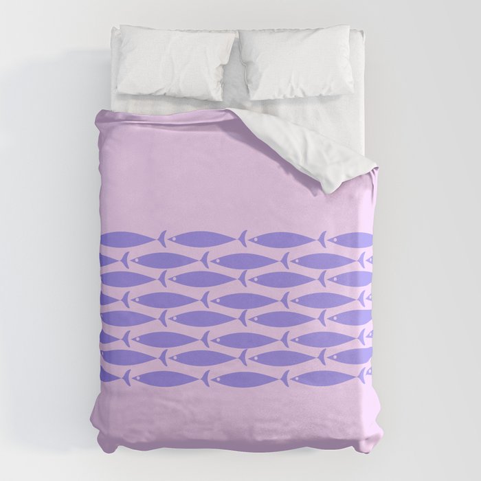 Fish Stripe Purple Minimal Mid Century Modern Lavender Lilac Pink Duvet Cover Gallery Image 1
