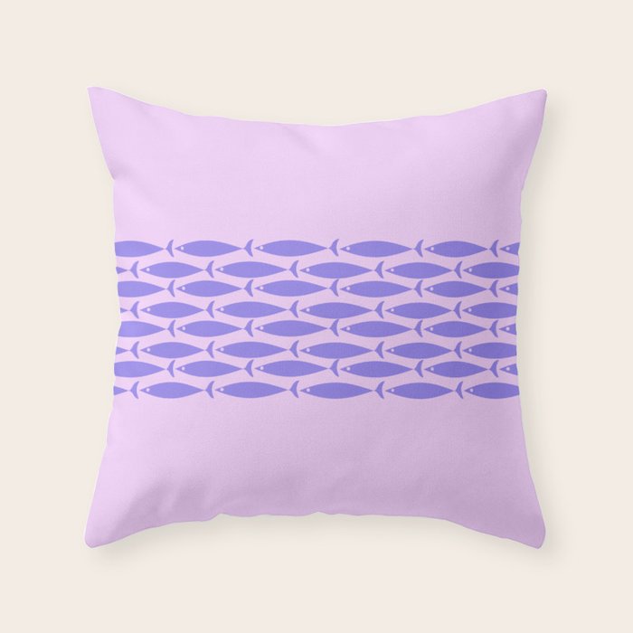 Fish Stripe Purple Minimal Mid Century Modern Lavender Lilac Pink Throw Pillow Gallery Image 1