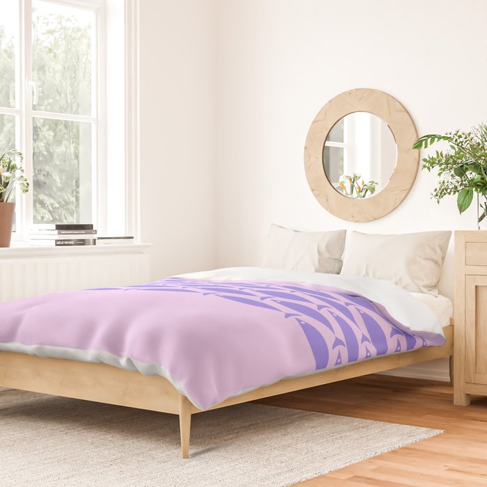 Fish Stripe Purple Minimal Mid Century Modern Lavender Lilac Pink Duvet Cover Gallery Image 2