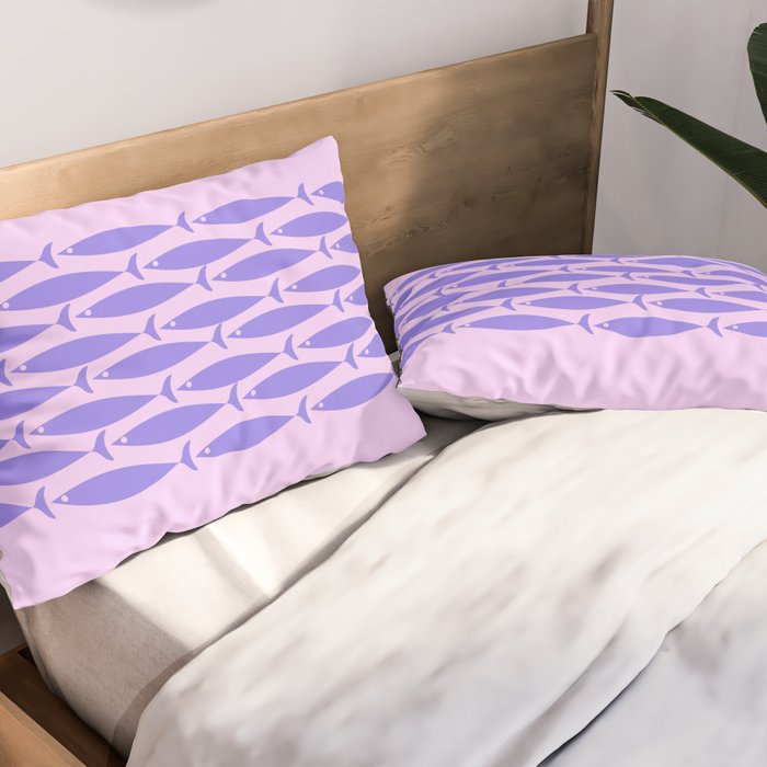 Fish Stripe Purple Minimal Mid Century Modern Lavender Lilac Pink Pillow Sham Gallery Image 2