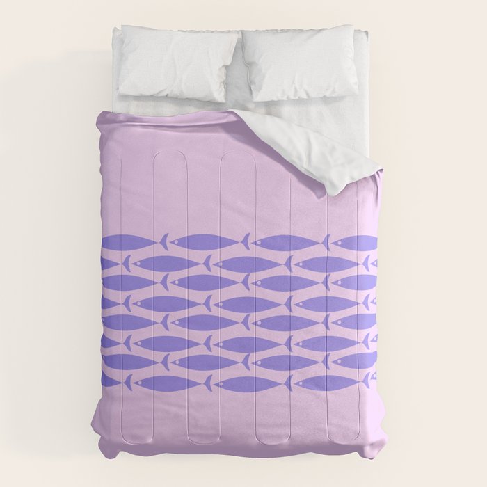 Fish Stripe Purple Minimal Mid Century Modern Lavender Lilac Pink Comforter Gallery Image 6
