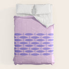 Fish Stripe Purple Minimal Mid Century Modern Lavender Lilac Pink Comforter Gallery Image 6
