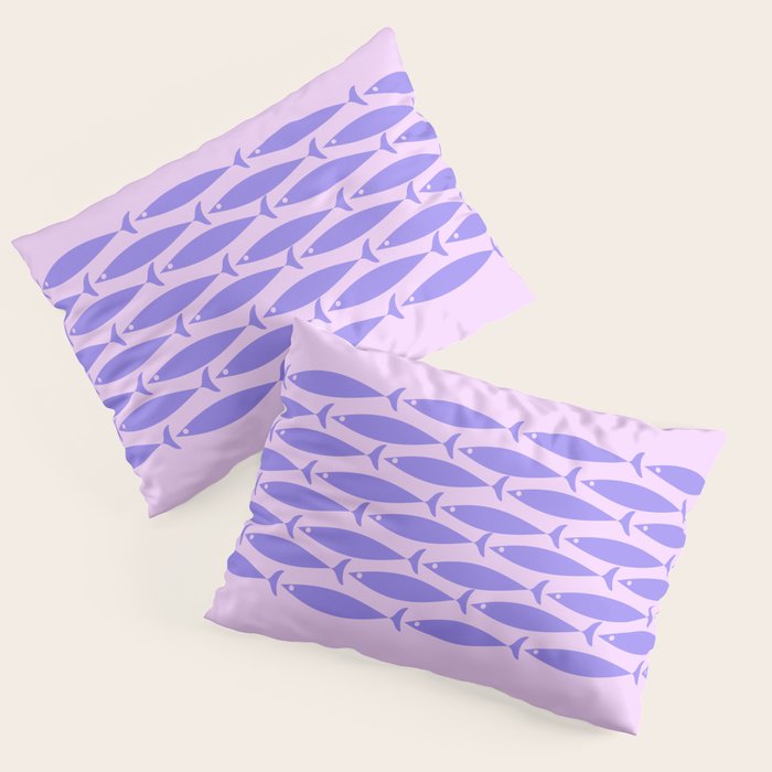 Fish Stripe Purple Minimal Mid Century Modern Lavender Lilac Pink Pillow Sham Gallery Image 3