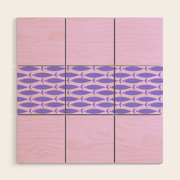 Fish Stripe Purple Minimal Mid Century Modern Lavender Lilac Pink Wood Wall Art Gallery Image 1