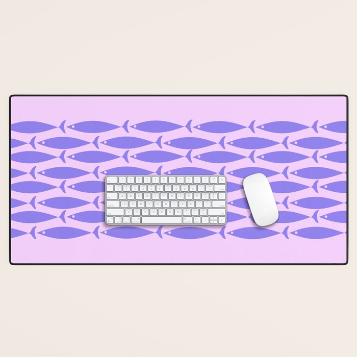 Fish Stripe Purple Minimal Mid Century Modern Lavender Lilac Pink Desk Mat Gallery Image 1