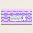Fish Stripe Purple Minimal Mid Century Modern Lavender Lilac Pink Desk Mat Gallery Image 1