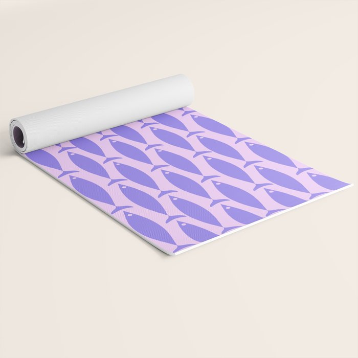 Fish Stripe Purple Minimal Mid Century Modern Lavender Lilac Pink Yoga Mat Gallery Image 2