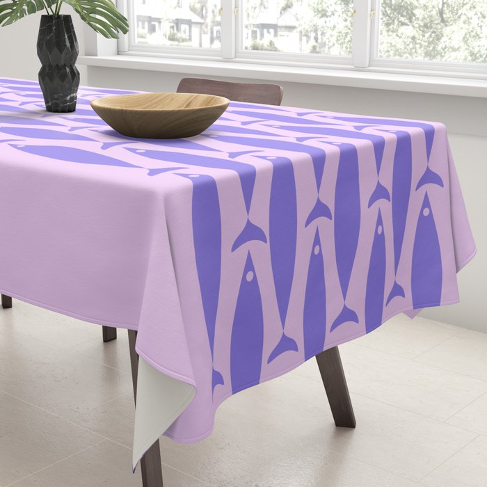 Fish Stripe Purple Minimal Mid Century Modern Lavender Lilac Pink Tablecloth Gallery Image 3