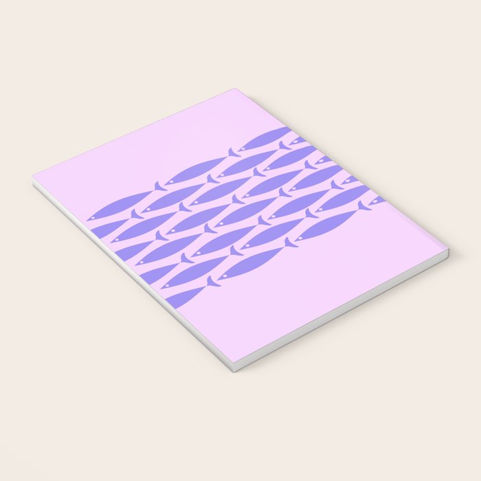 Fish Stripe Purple Minimal Mid Century Modern Lavender Lilac Pink Notebook Gallery Image 3