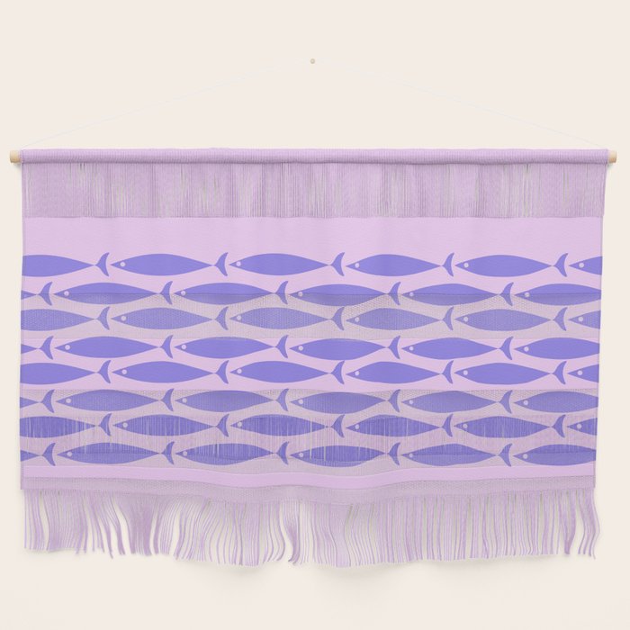 Fish Stripe Purple Minimal Mid Century Modern Lavender Lilac Pink Wall Hanging Gallery Image 1