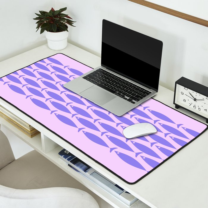 Fish Stripe Purple Minimal Mid Century Modern Lavender Lilac Pink Desk Mat Gallery Image 2