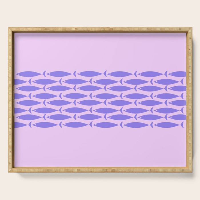 Fish Stripe Purple Minimal Mid Century Modern Lavender Lilac Pink Serving Tray Gallery Image 1