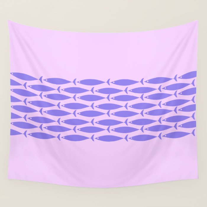 Fish Stripe Purple Minimal Mid Century Modern Lavender Lilac Pink Wall Tapestry Gallery Image 1