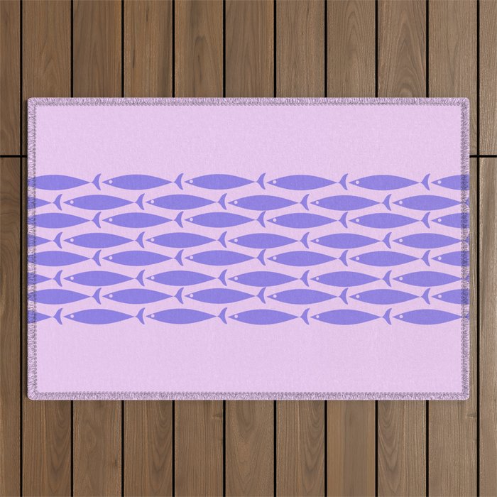 Fish Stripe Purple Minimal Mid Century Modern Lavender Lilac Pink Outdoor Rug Gallery Image 1