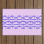 Fish Stripe Purple Minimal Mid Century Modern Lavender Lilac Pink Outdoor Rug Gallery Image 1