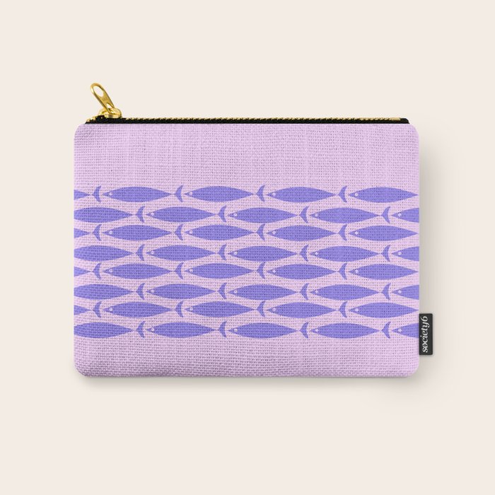 Fish Stripe Purple Minimal Mid Century Modern Lavender Lilac Pink Carry All Pouch Gallery Image 1