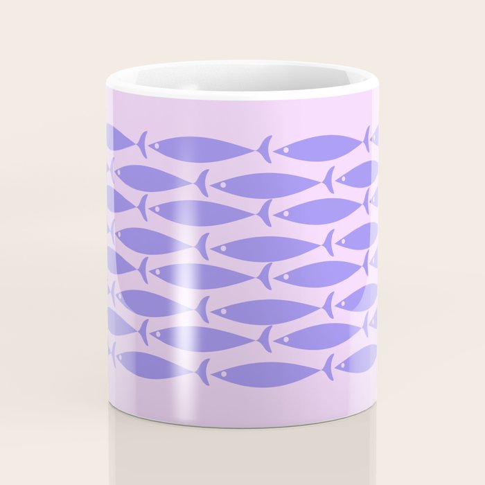 Fish Stripe Purple Minimal Mid Century Modern Lavender Lilac Pink Coffee Mug Gallery Image 4