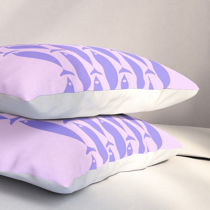 Fish Stripe Purple Minimal Mid Century Modern Lavender Lilac Pink Pillow Sham Gallery Image 3