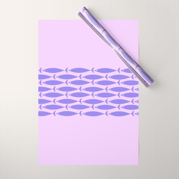 Fish Stripe Purple Minimal Mid Century Modern Lavender Lilac Pink Wrapping Paper Gallery Image 1