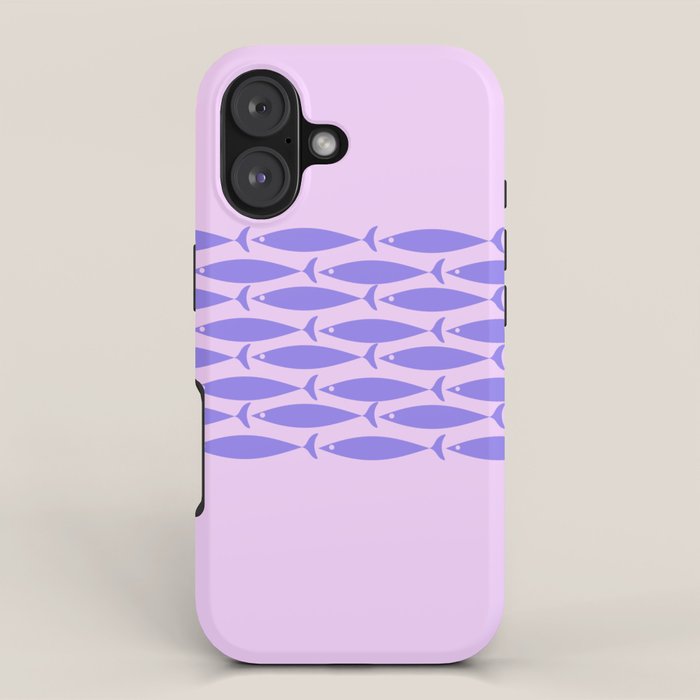 Fish Stripe Purple Minimal Mid Century Modern Lavender Lilac Pink iPhone Case Gallery Image 1