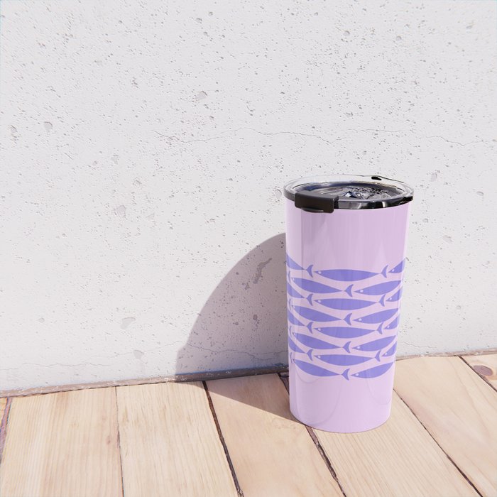 Fish Stripe Purple Minimal Mid Century Modern Lavender Lilac Pink Travel Mug Gallery Image 4