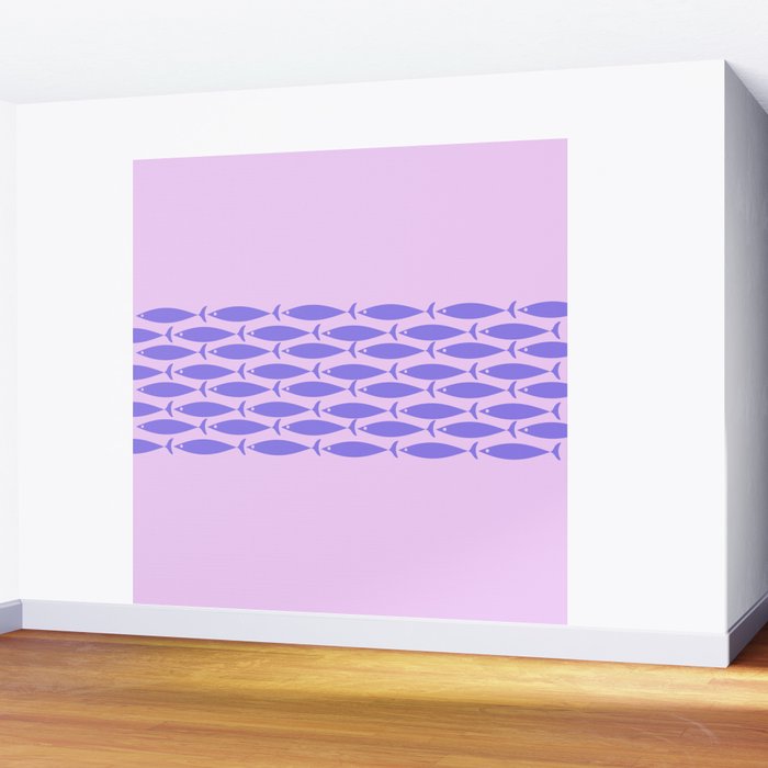 Fish Stripe Purple Minimal Mid Century Modern Lavender Lilac Pink Wall Mural Gallery Image 2