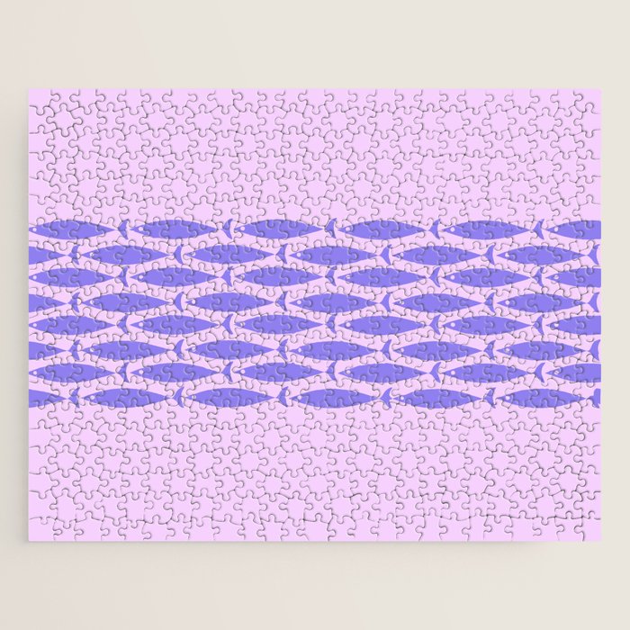 Fish Stripe Purple Minimal Mid Century Modern Lavender Lilac Pink Jigsaw Puzzle Gallery Image 1