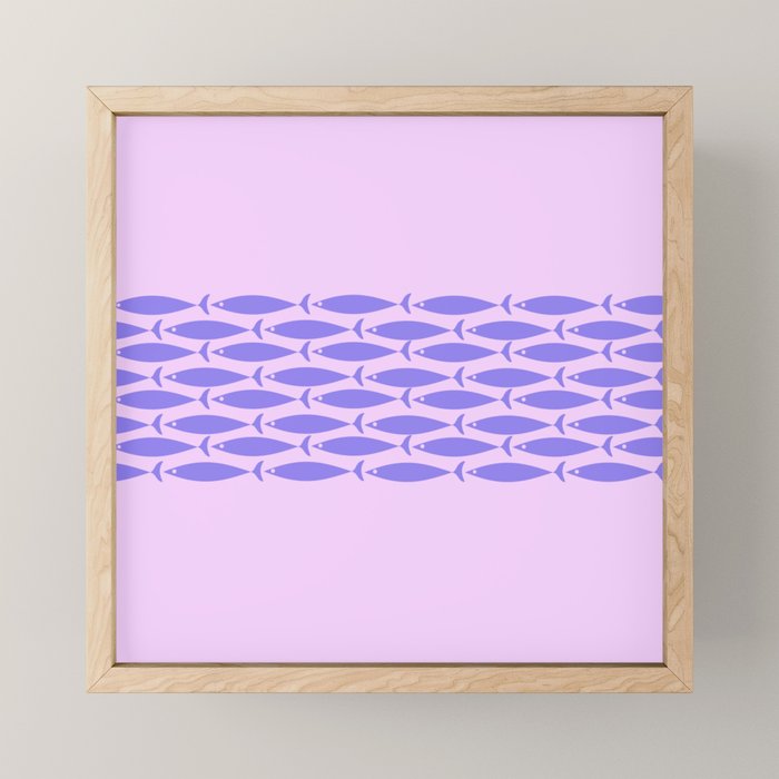 Fish Stripe Purple Minimal Mid Century Modern Lavender Lilac Pink Mini Art Print Gallery Image 1