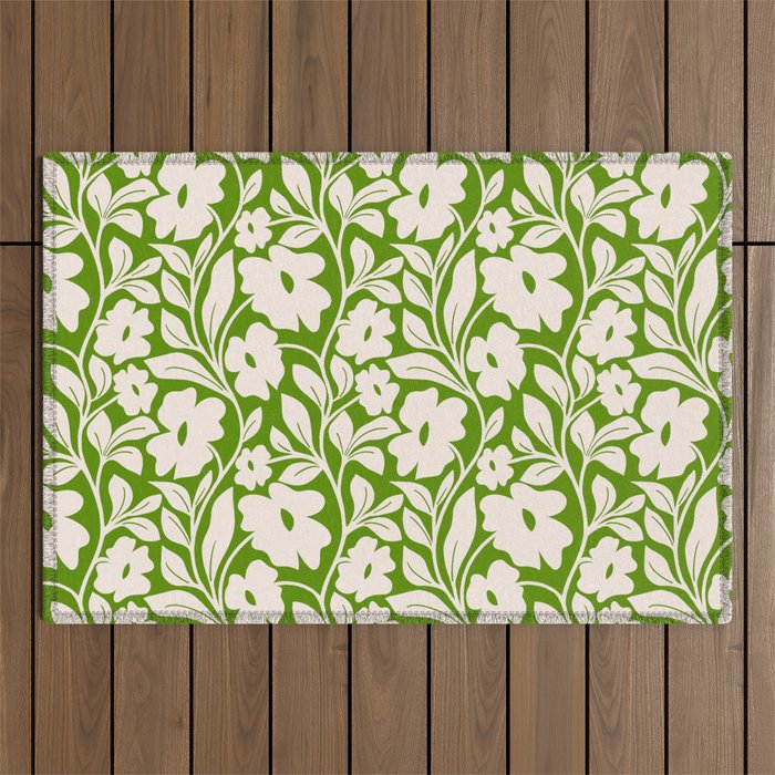 Tropical Vines Pattern - Green Outdoor Rug Gallery Image 1
