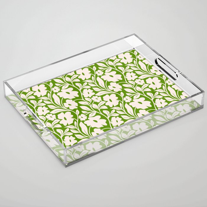 Tropical Vines Pattern - Green Acrylic Tray Gallery Image 1