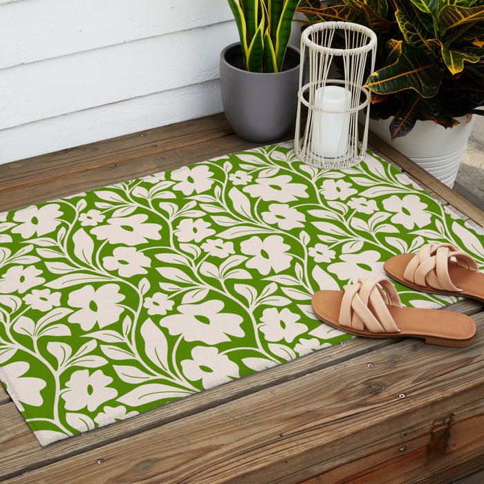 Tropical Vines Pattern - Green Outdoor Rug Gallery Image 2