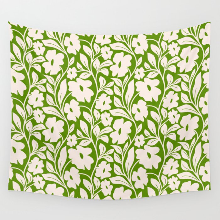 Tropical Vines Pattern - Green Wall Tapestry Gallery Image 1