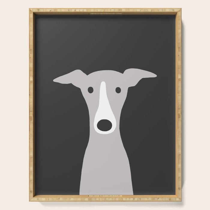 Cute Greyhound, Italian Greyhound or Whippet Cartoon Dog Serving Tray Gallery Image 1