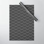 Japanese Waves Pattern Black on White Wrapping Paper Gallery Image 1