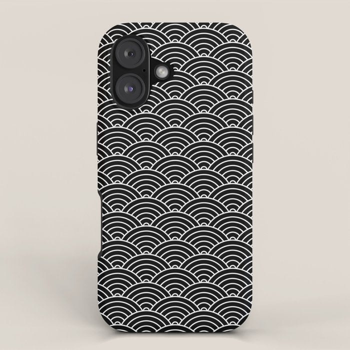 Japanese Waves Pattern Black on White iPhone Case Gallery Image 1
