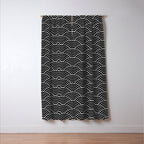 Japanese Waves Pattern Black on White Window Curtain Gallery Image 3