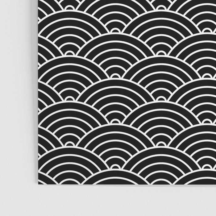 Japanese Waves Pattern Black on White Poster Gallery Image 3