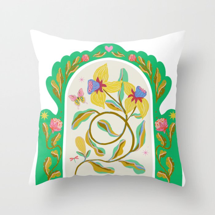 Modern abstract flowers dance Throw Pillow Gallery Image 6