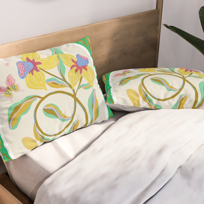 Modern abstract flowers dance Pillow Sham Gallery Image 2