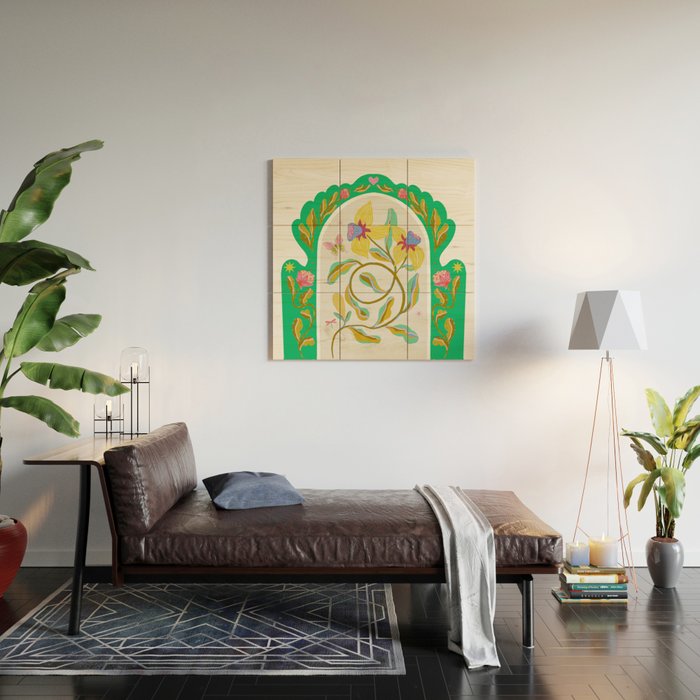 Modern abstract flowers dance Wood Wall Art Gallery Image 2